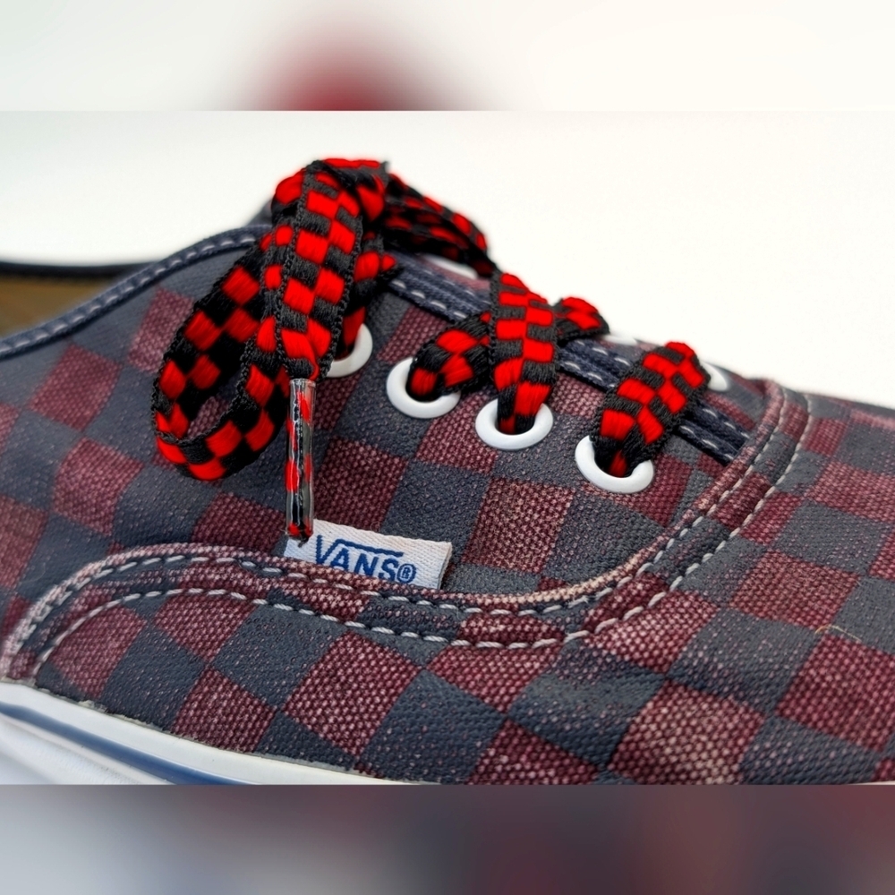 Vans Doren Red and Black Checkerboard With Checkered Shoelaces Men 10.5 Women 12 - Picture 7 of 17